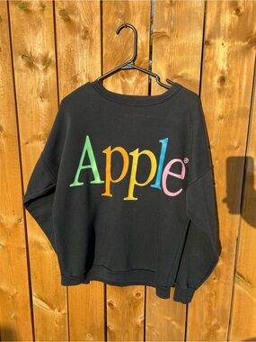 Apple Black Crewneck Sweatshirt with Multicolor Logo